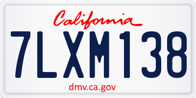 CA license plate 7LXM138