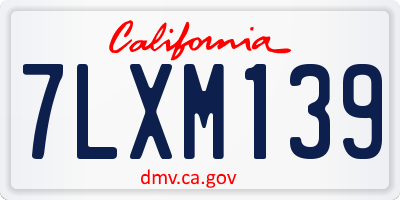 CA license plate 7LXM139