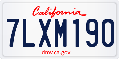CA license plate 7LXM190