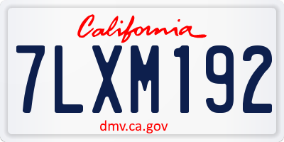 CA license plate 7LXM192