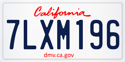 CA license plate 7LXM196