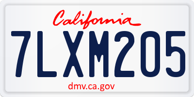 CA license plate 7LXM205