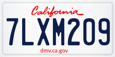 CA license plate 7LXM209