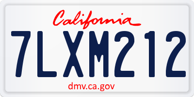 CA license plate 7LXM212