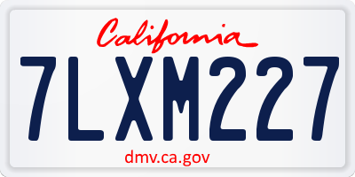 CA license plate 7LXM227