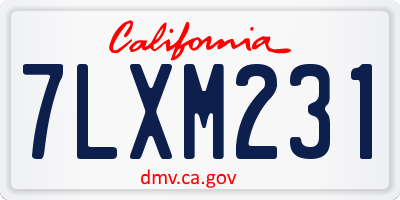 CA license plate 7LXM231