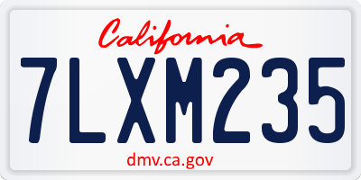 CA license plate 7LXM235