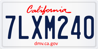 CA license plate 7LXM240