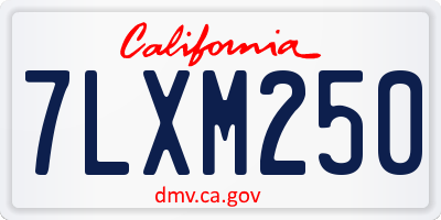 CA license plate 7LXM250