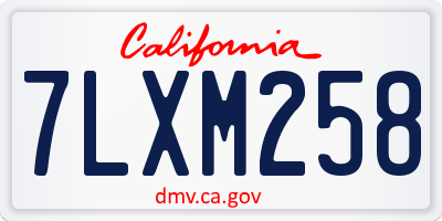 CA license plate 7LXM258