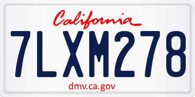 CA license plate 7LXM278