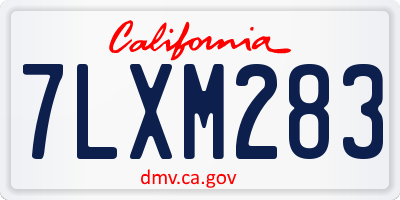 CA license plate 7LXM283