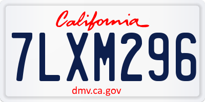 CA license plate 7LXM296