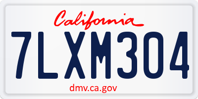 CA license plate 7LXM304