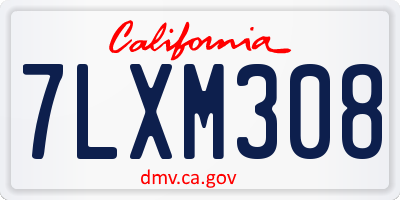 CA license plate 7LXM308