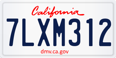 CA license plate 7LXM312