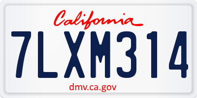 CA license plate 7LXM314