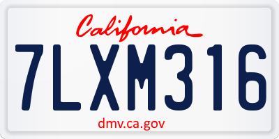 CA license plate 7LXM316