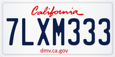 CA license plate 7LXM333