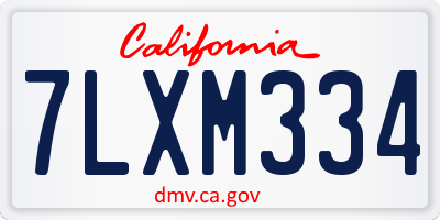 CA license plate 7LXM334