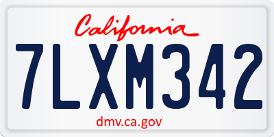 CA license plate 7LXM342