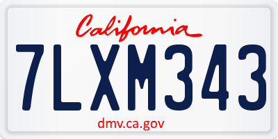 CA license plate 7LXM343