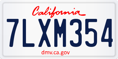 CA license plate 7LXM354