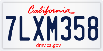 CA license plate 7LXM358