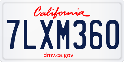 CA license plate 7LXM360