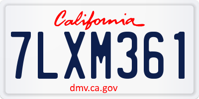 CA license plate 7LXM361