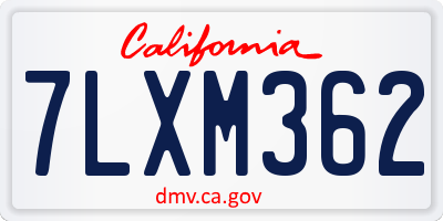 CA license plate 7LXM362