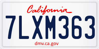 CA license plate 7LXM363