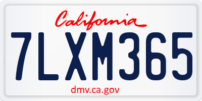 CA license plate 7LXM365