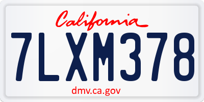 CA license plate 7LXM378