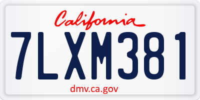 CA license plate 7LXM381