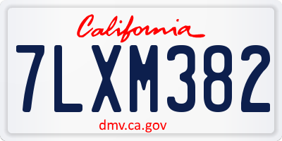 CA license plate 7LXM382