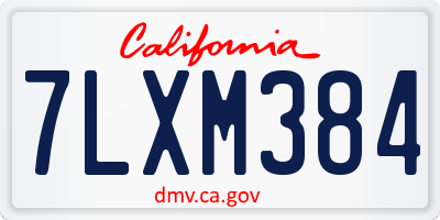 CA license plate 7LXM384