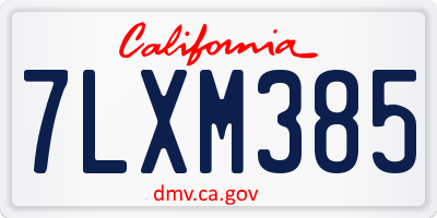 CA license plate 7LXM385