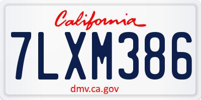 CA license plate 7LXM386