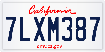 CA license plate 7LXM387