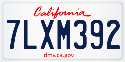 CA license plate 7LXM392