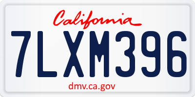CA license plate 7LXM396