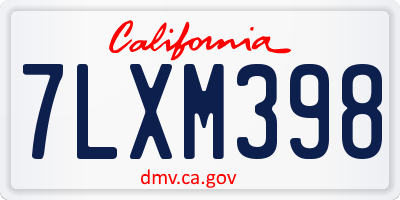CA license plate 7LXM398