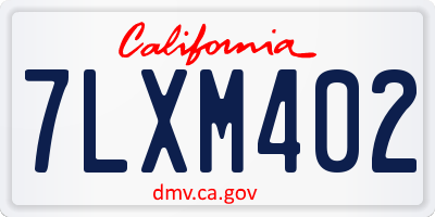 CA license plate 7LXM402