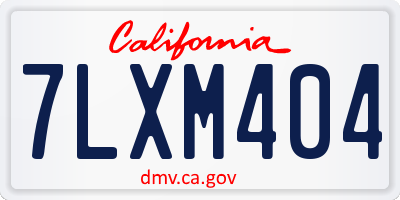 CA license plate 7LXM404