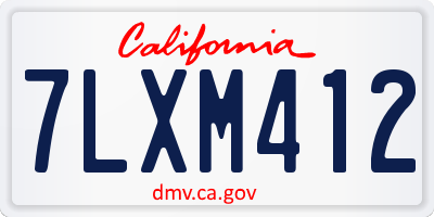 CA license plate 7LXM412