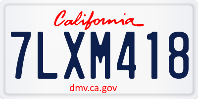 CA license plate 7LXM418