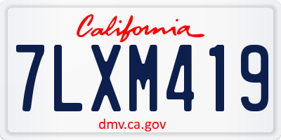 CA license plate 7LXM419