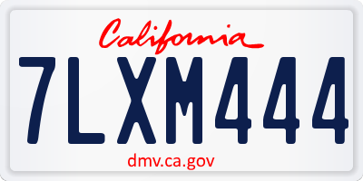 CA license plate 7LXM444