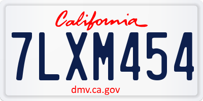 CA license plate 7LXM454